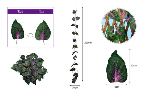 Faux purple ivy string leaves for DIY wall designs