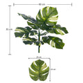 Faux monstera leaves adding vibrant greenery to indoor spaces