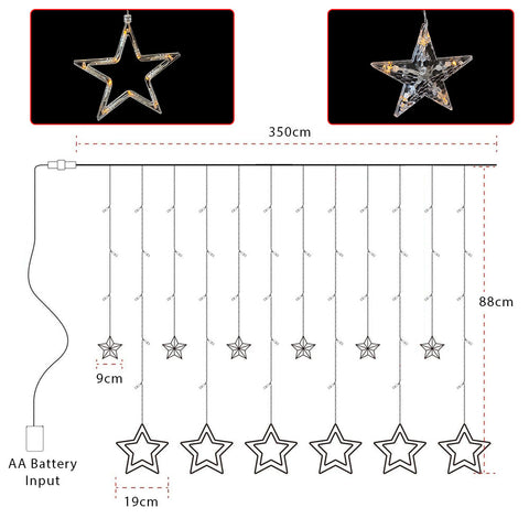 Curtain 12 Star LED String Lights