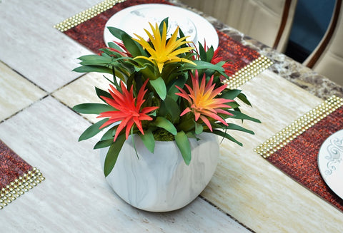 Faux bromeliad guzmania plant for indoor spaces