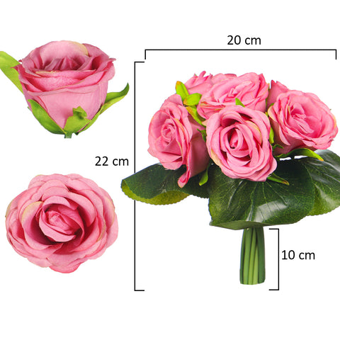 Buy 7 Heads Pink Artificial Silk Rose Flower