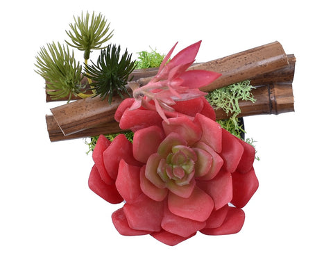 Artificial Potted Red Succulents Plant With Bamboo Sticks