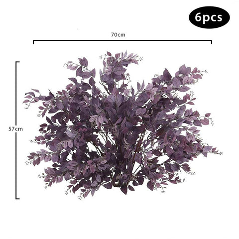 Lifelike purple silk leaves for home decoration