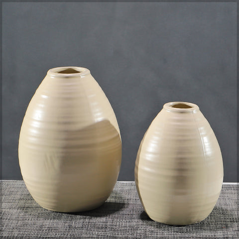 Modern cream ceramic vase for minimalist décor