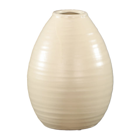 Stylish glossy cream vase for floral arrangements