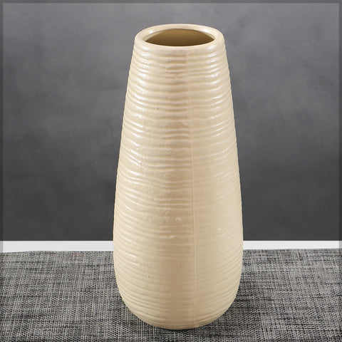 Decorative textured ceramic vase for floral arrangements