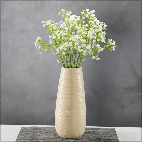 Stylish cream ceramic vase for living room decor