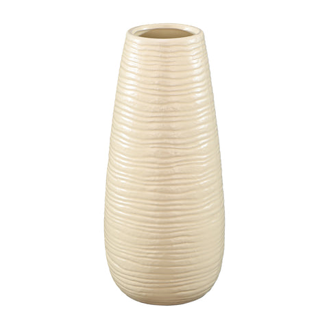 Textured cream ceramic vase for home decor