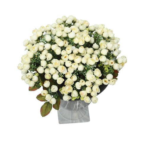 Artificial Silk Mini Peony Flowers White