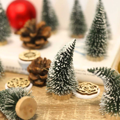 Mini Christmas Tree With Wooden Base