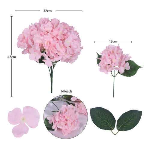 6 Head Silk Artificial Hydrangea Flowers