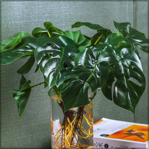 Monstera artificial bush bundle for tropical vibes