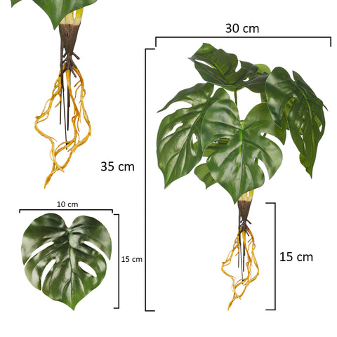 Realistic artificial monstera bush for indoor styling