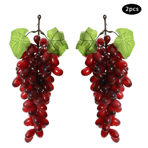 Set of Fake Realistic Red Grapes Cluster 2Pcs