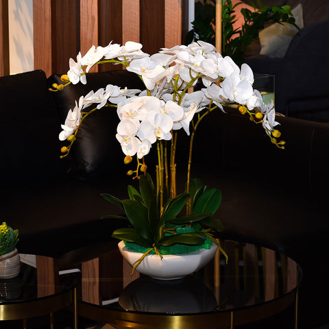 Artificial Silk Orchid Flowers White