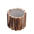 Round shape wood planter for indoor plants