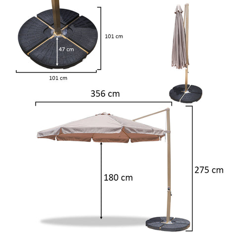 Offset patio umbrella providing shade for outdoor gatherings