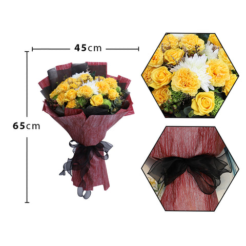 Luxury Birthday Rose Flowers Bouquet Yellow