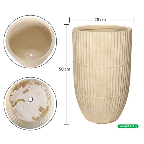 Textured vase with linear pattern