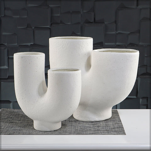 Contemporary u shaped white vase