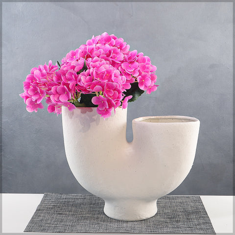 Minimalist white ceramic vase for flowers