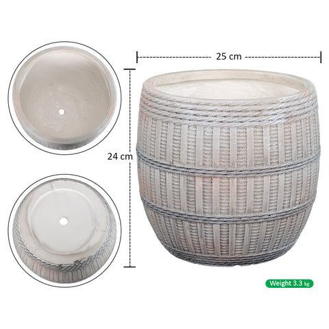 Round basket design concrete planter for plants