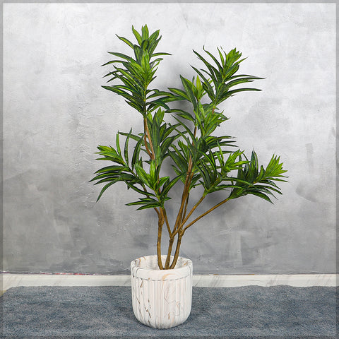 Elegant floor planter with marble effect