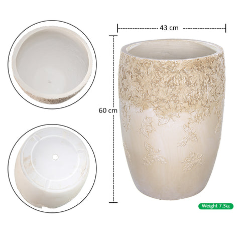 Maple Leaf Design Concrete Pot