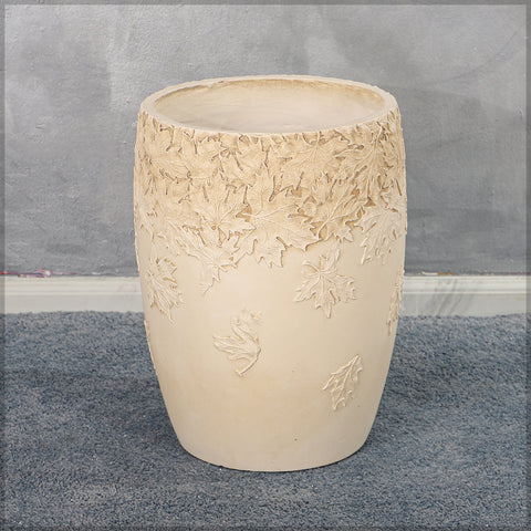 Concrete pot with maple leaf design