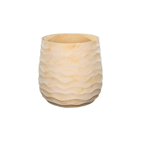 Cream wavy design concrete planter