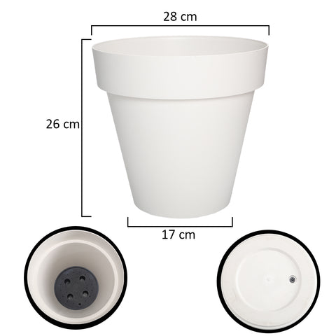 White plastic plant pot for indoor gardening