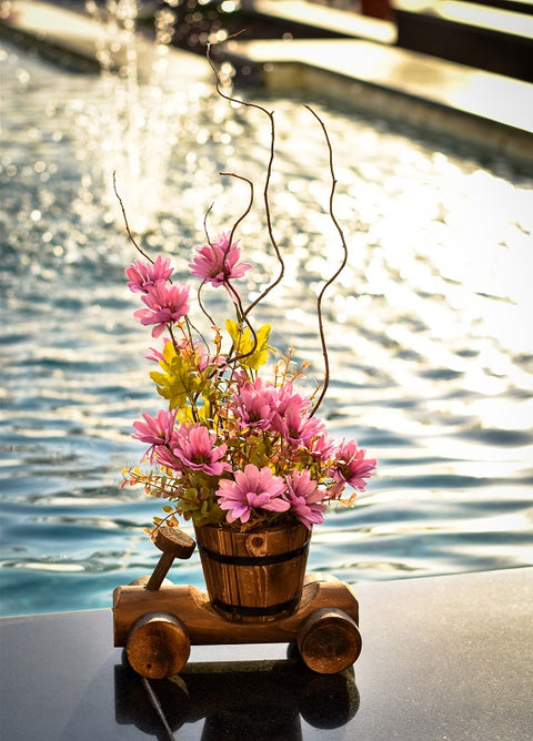 Wooden bicycle planter