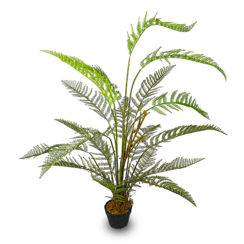 Fake ferns adding greenery to a modern living room