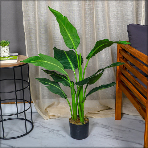 Artificial banana plant 90cm tall in a modern living room