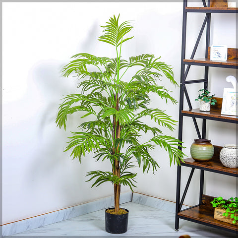 Decorative Artificial Green Palm Plant in a stylish pot for home decor