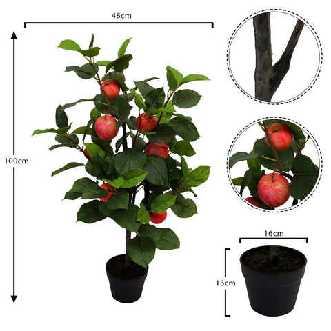 Decorative artificial apple tree with lifelike fruit