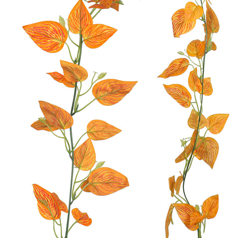 Realistic faux orange apple leaf stems for rustic styling