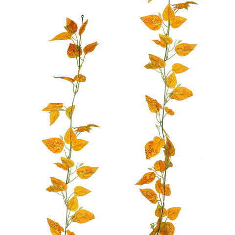 Artificial orange apple leaf stems for decoration