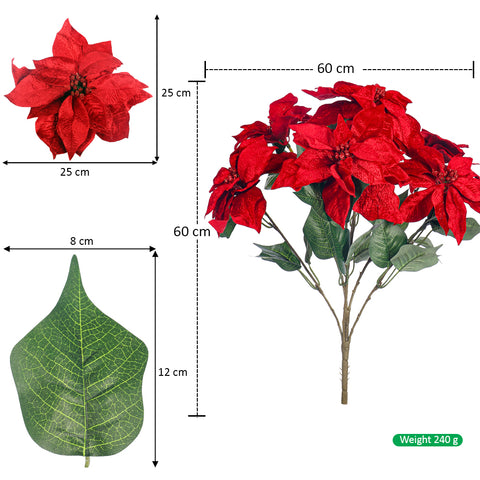 Artificial 7heads Poinsettia Flower