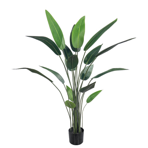 Artificial bird of paradise plant in black pot