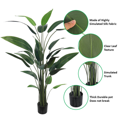 Artificial Bird of Paradise Plant in Black Pot