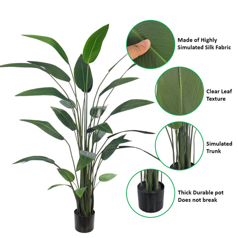 Artificial Bird of Paradise Plant in Black Pot