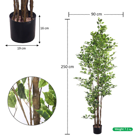 Realistic artificial ficus tree 250cm for modern interiors