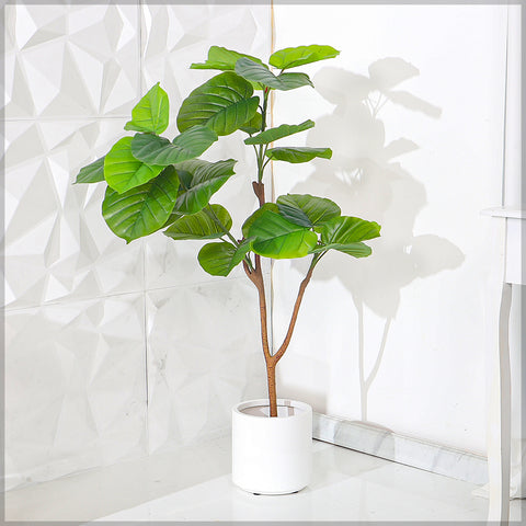 Decorative faux ficus umbrella tree for contemporary spaces