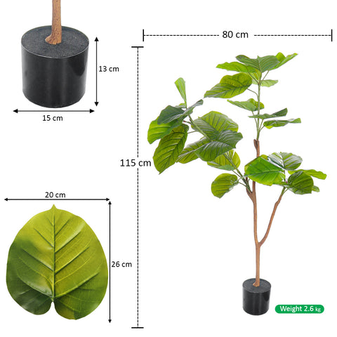 Faux ficus tree with realistic umbrella leaves