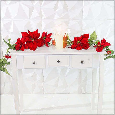 Artificial Poinsettia Garland