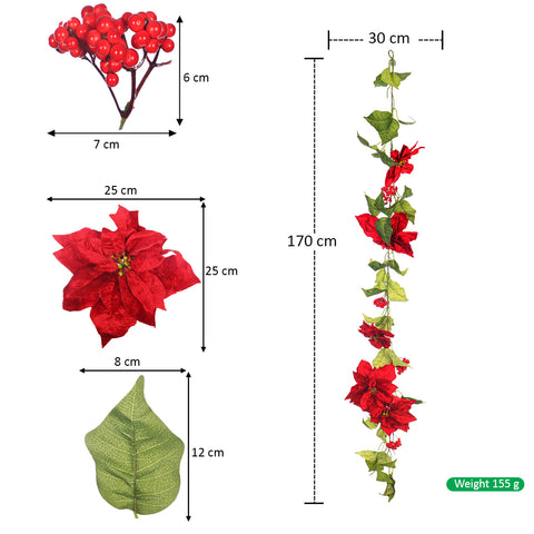 Artificial Poinsettia Garland