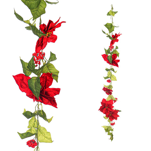 Artificial Poinsettia Garland