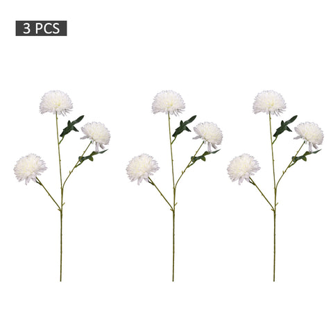 3pcs Artificial Single Stem Pom-Pom Flowers