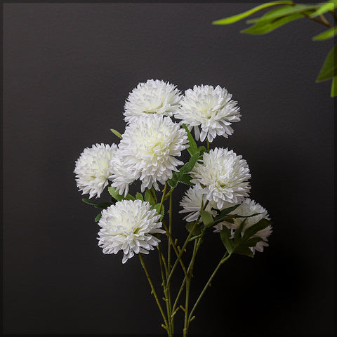 Artificial Single Stem Pom-Pom Flowers